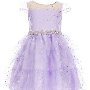 Rare Editions Cap Sleeve Illusion Lilac Little Girls Fit and Flare Dress